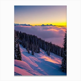 La Clusaz, France Sunrise Skiing Poster Canvas Print