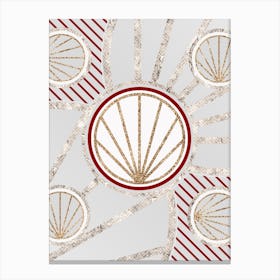 Geometric Abstract Glyph in Festive Gold Silver and Red n.0021 Canvas Print