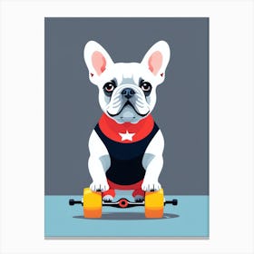 French Bulldog On Skateboard Canvas Print