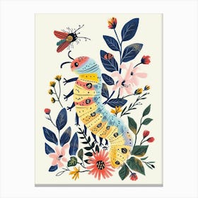 Colourful Insect Illustration Catepillar 7 Canvas Print