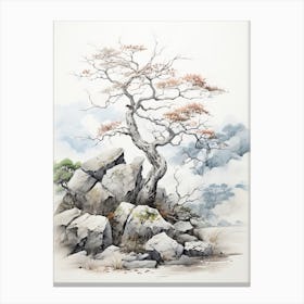 Shirakawa Go In Gifu, Japanese Brush Painting, Ukiyo E, Minimal 4 Canvas Print