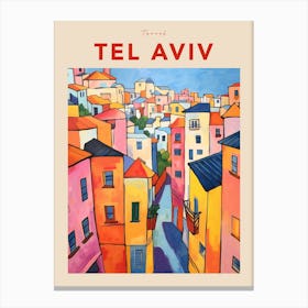Tel Aviv Israel Fauvist Travel Poster Canvas Print