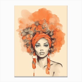 Retro Watercolour Afro Portrait 1 Canvas Print