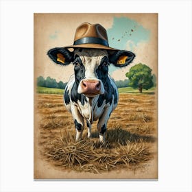 Cow In Hat Canvas Print