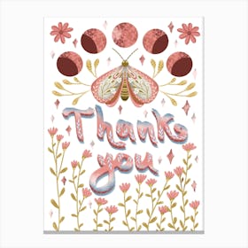 Thank you lettering artwork with butterfly Canvas Print