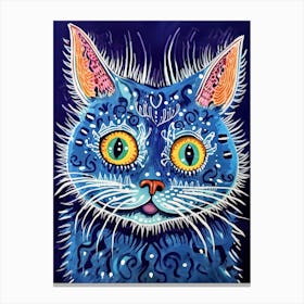 Louis Wain Blue Gothic Kaleidoscope Cat 1 Canvas Print
