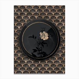 Shadowy Vintage White Rose of York Botanical in Black and Gold n.0046 Canvas Print