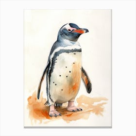 Humboldt Penguin Stewart Island Ulva Island Watercolour Painting 1 Canvas Print