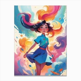 Girl With Colorful Hair 2 Canvas Print