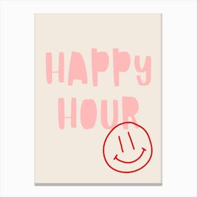 Happy Hour Poster Pink & Red Canvas Print