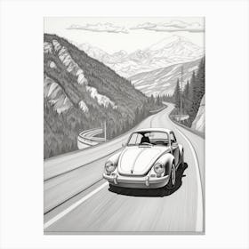 Volkswagen Beetle Desert Drawing 2 Canvas Print