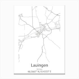 Lauingen,Germany Minimalist Map Canvas Print