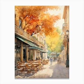 Athens Greece In Autumn Fall, Watercolour 1 Canvas Print