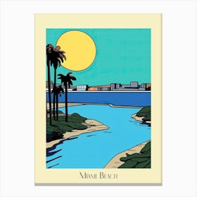 Poster Of Minimal Design Style Of Miami Beach, Usa 5 Canvas Print