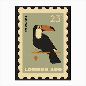 London Zoo Stamp Toucan Bird Kids Art Print Canvas Print