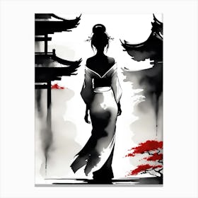 Traditional Japanese Art Style Geisha Girl 3 Canvas Print