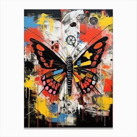 Butterfly in Basquiat's Style, mixed colors Canvas Print
