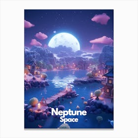 Neptune Travel Poster Bubble Planet Canvas Print