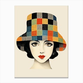 Lady In Crochet Hat Illustration  Canvas Print