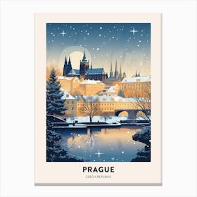 Winter Night  Travel Poster Prague Czech Republic 2 Canvas Print