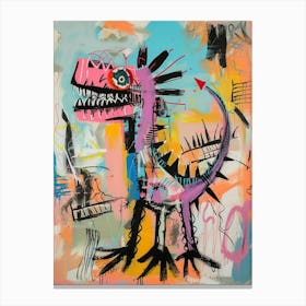 Abstract Dinosaur Pink Purple Graffiti Brushstroke Canvas Print