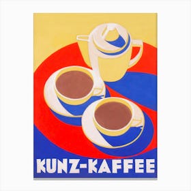 Coffee Vintage Poster, Kunz Kaffe. Colorful Canvas Print
