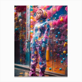 Girl In A Bubble Suit Canvas Print