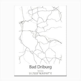 Bad Driburg,Germany Minimalist Map Canvas Print