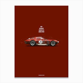 Cars in Colors, Corvette Grand Sport Red Canvas Print