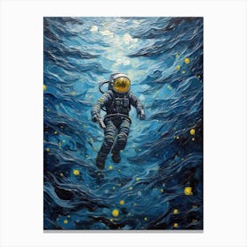 Astronaut In A Starry Night 2 Canvas Print