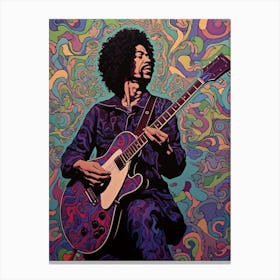 Jimi Hendrix Retro Portrait 5 Canvas Print