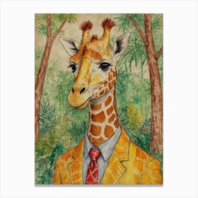 Giraffe In Suit 4 Canvas Print