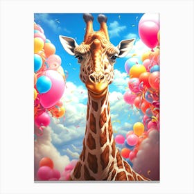 Giraffe With Balloons 1 Canvas Print