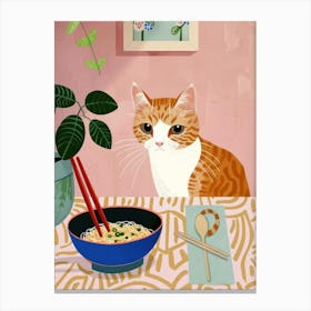 Cat And Ramen 3 Canvas Print