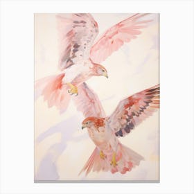 Pink Ethereal Bird Painting Red Tailed Hawk Canvas Print