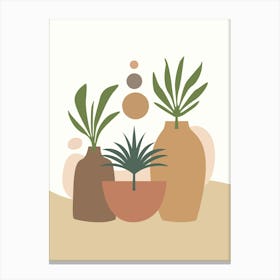 Potted Plants Boho Chic Art Deco Pastel Colors Illustration Canvas Print