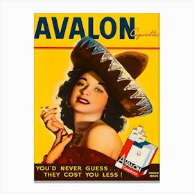 Vintage Cigarette Advertisement Avalon Canvas Print