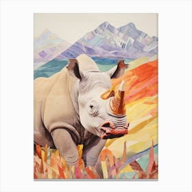 Pastel Rhino 4 Canvas Print