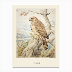 Beatrix Potter Inspired  Animal Watercolour Hawk 1 Canvas Print