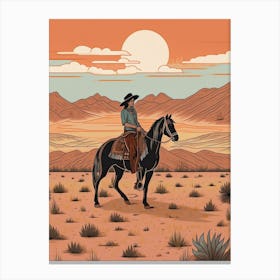Cowgirl Riding A Horse In The Desert 8 Canvas Print