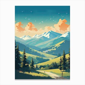 Steamboat Ski Resort   Colorado, Usa, Ski Resort Illustration 2 Simple Style Canvas Print