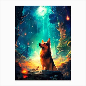 Dog In The Forest Canvas Print