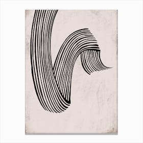 Flowing Black Lines On Neutral 2 Canvas Print
