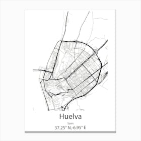 Huelva,Spain Minimalist Map Canvas Print