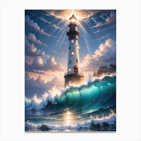A Lighthouse In The Middle Of The Ocean 61 Canvas Print