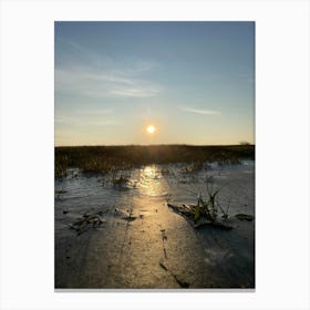 Sunrise Over A Frozen Marsh Canvas Print