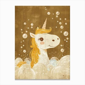 Unicorn In The Bubble Bath Mocha Muted Pastels 2 Canvas Print