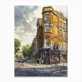 Lewisham London Borough   Street Watercolour 3 Canvas Print
