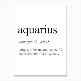 Aquarius Star Sign Definition Meaning Canvas Print