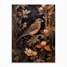 Dark And Moody Botanical Sparrow 2 Canvas Print